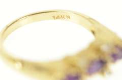 14K Yellow Gold Marquise Amethyst Diamond Accent Ornate Ring