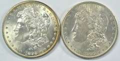 Frosty BU 1898-O and 1899-O Morgan Silver Dollars