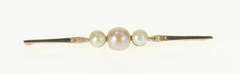 14K Yellow Gold Pearl Diamond Accent Ornate Retro Bar Pin/Brooch