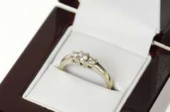 14K White Gold 0.27 Ctw Three Stone Diamond Engagement Ring