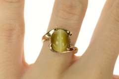 10K Yellow Gold 1960's Retro Tiger's Eye Cabochon Statement Ring