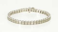 14K White Gold 2.62 Ctw Diamond Channel Squared Tennis Bracelet