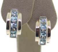 Sterling Silver Blue Topaz Hoop Earrings