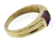 Amazing Yellow Gold Square Amethyst Ring