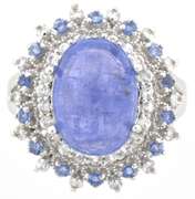 Regal Tanzanite & White Sapphire Ring in Sterling Silver