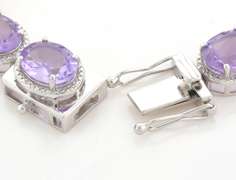 Adorable Amethyst & Diamond Bracelet in Platinum-Plated Silver