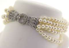 Pearl and Cubic Zirconia Sterling Silver Bracelet
