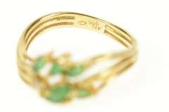 14K Yellow Gold Marquise Emerald Diamond Accent Cluster Ring