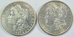 Scarcer 1887-S and 1897-S Morgan Silver Dollars. Nice