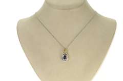 14K Yellow Gold 0.91 Ctw Natural Oval Sapphire Diamond Pendant