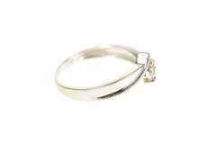 14K White Gold Round Flower Diamond Cluster Bypass Ring