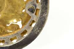 Sterling Silver Two Tone Peruvian Tribal Motif Ornate Pendant/Pin