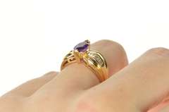 14K Yellow Gold Amethyst Baguette Diamond Engagement Ring