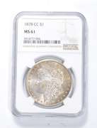 MS61 1878-CC Morgan Silver Dollar - Graded NGC