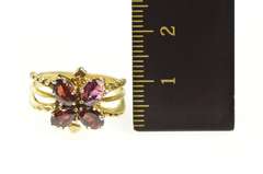 14K Yellow Gold Garnet Butterfly Retro Statement Cocktail Ring