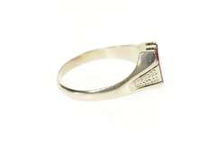 14K White Gold Art Deco Knights of Pythias Syn. Ruby Men's Ring