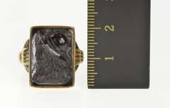 10K Yellow Gold Carved Soldier Black Onyx Cameo Statement Ring