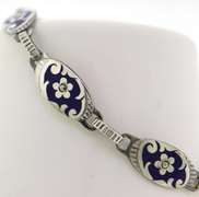 Sterling Silver Blue Enamel Bracelet