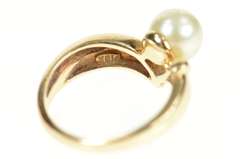 10K Yellow Gold Classic 7.2mm Pearl Diamond Accent Statement Ring