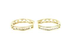 10K Yellow Gold 0.40 Ctw Classic Baguette Diamond Hoop Earrings