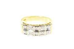 18K Yellow Gold Squared Diamond Geometric Statement Band Ring
