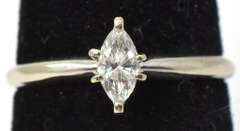 0.18CT Marquise Diamond Solitaire Ring in 14KT White Gold