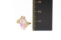 10K Yellow Gold Marquise Pink Cubic Zirconia Accent Statement Ring