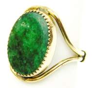 Vintage Large Gold-Filled Jade Ring, Size 5