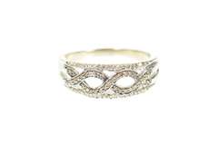 14K White Gold White & Fancy Brown Diamond Twist Band Ring