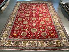 STUNNING HUNTING DESIGN TABRIZ RUG 9'.4"X13'.1"