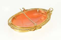 10K Yellow Gold Victorian Seed Pearl Carved Lady Cameo Pendant/Pin