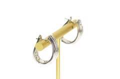 14K White Gold 1.04 Ctw Baguette Diamond Encrusted Oval Hoop Earrings