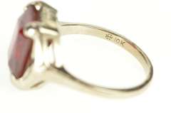 10K White Gold Brilliant Syn. Ruby Solitaire Cocktail Statement Ring