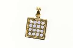 10K Yellow Gold Square Pave Tanzanite Cluster Statement Pendant