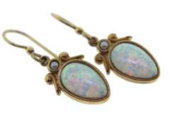Sterling Silver Opal Color Stone Earrings