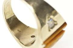 14K Yellow Gold Men's Tiger's Eye Diamond Accent Statement Ring