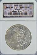 Near Gem BU 1887 Morgan. NGC MS64 Fitzgerald Collection