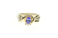 14K Yellow Gold Oval Tanzanite Diamond Accent Engagement Ring