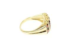 10K Yellow Gold Art Deco Squared Garnet Statement Band Ring