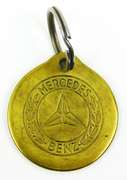 Vintage Solid Brass Mercedes Benz FOB Key Ring