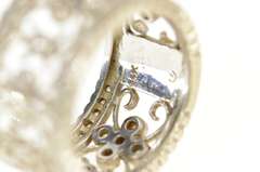 14K White Gold 0.96 Ctw Ornate Diamond Floral Statement Band Ring