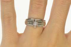 10K White Gold Diamond Encrusted Engagement Bridal Set Ring