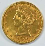 Needle sharp 1882 US $5 Liberty Gold Piece. Nice