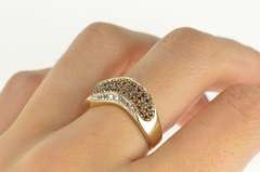 14K Yellow Gold 0.71 Ctw Pave Red Diamond Wave Statement Ring