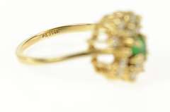 14K Yellow Gold Round Emerald Diamond Cluster Accent Ring