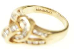 14K Yellow Gold Diamond Channel Knot Loop Statement Ring