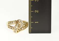 14K Yellow Gold Diamond Channel Knot Loop Statement Ring