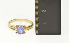 14K Yellow Gold Oval Tanzanite Pink Topaz Diamond Accent Ring