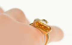 14K Yellow Gold Retro 1960's Triangle Citrine CZ Cocktail Ring