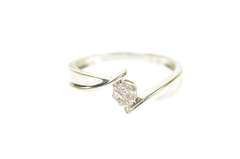 14K White Gold Round Flower Diamond Cluster Bypass Ring